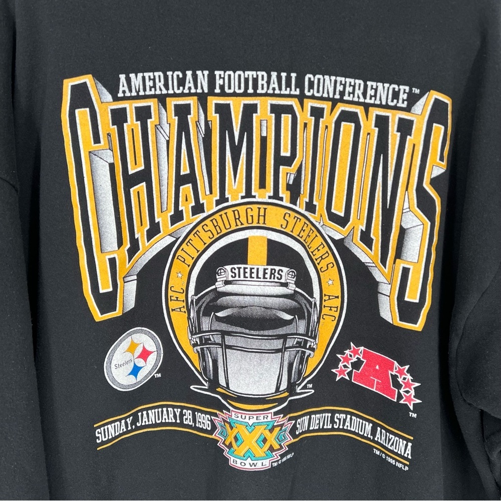Vintage 1995 AFC Champion Pittsburgh Steelers sweatshirt XL Cotton Blend - Picture 4 of 16